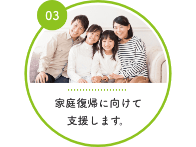 家庭復帰に向けて支援します。 家庭復帰に向けて支援します。