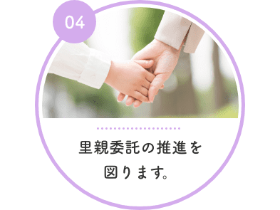 里親委託の推進を図ります。 里親委託の推進を図ります。